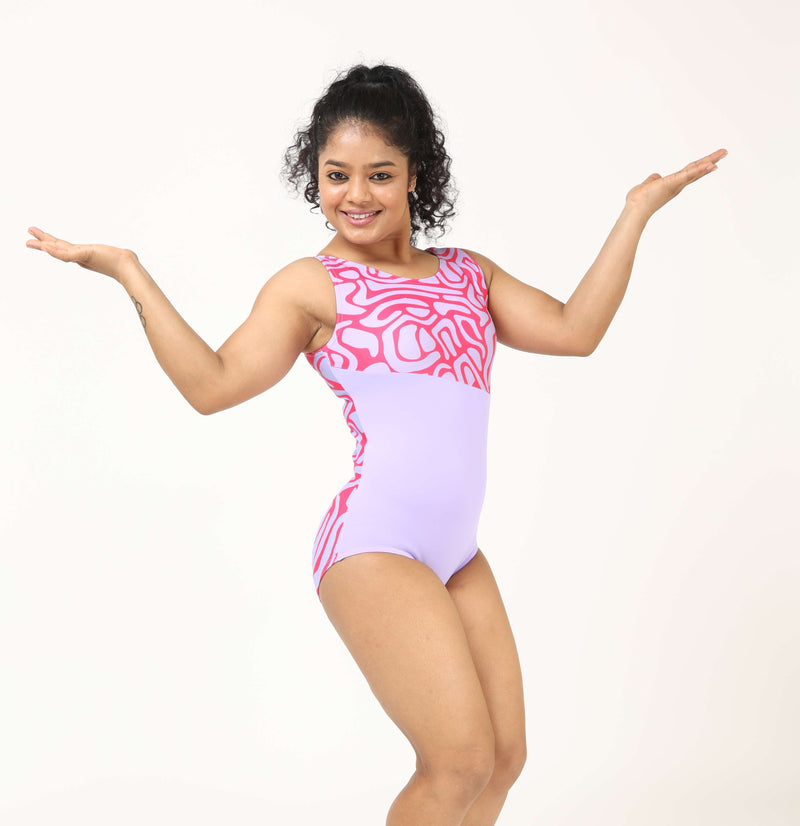 Lavender Pink Abstract Leotard