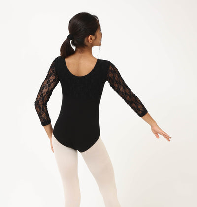 Black Full sleeves Lace Leotard Bodysuit
