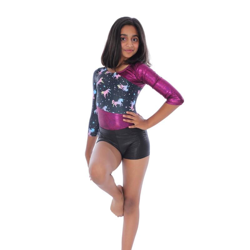 Leopard Print Full Sleeves Leotard with Shorts