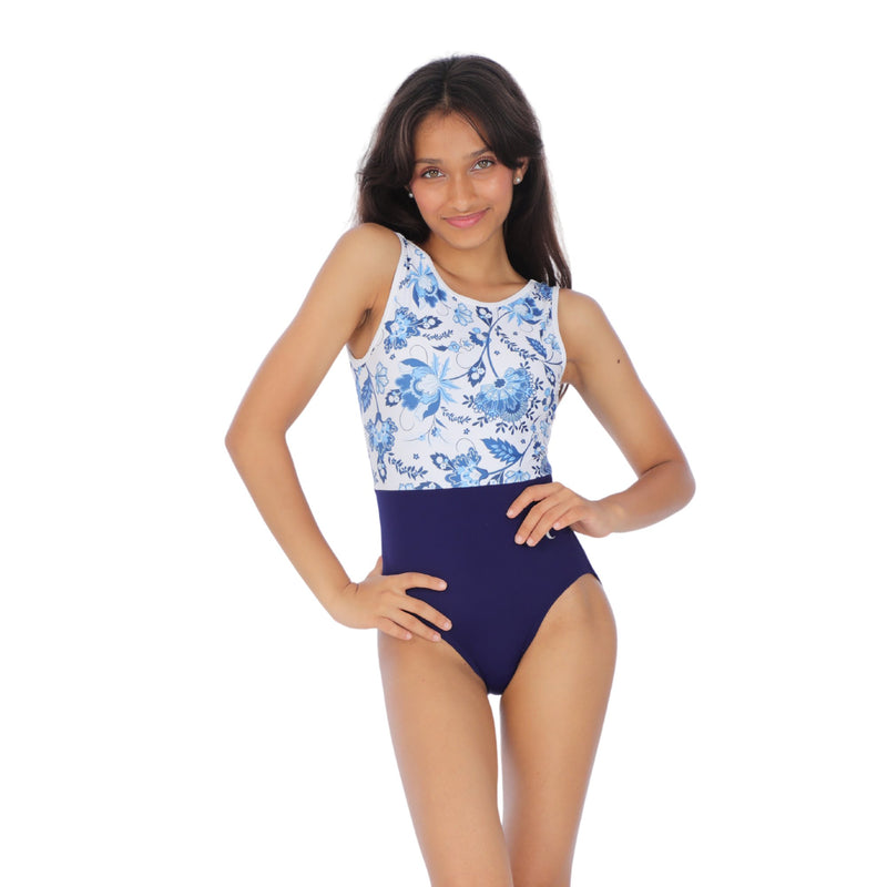 Navy Garden Elegance Leotard