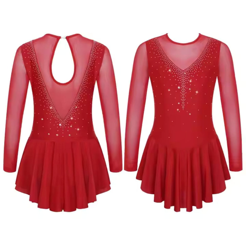 Elegant Rhinestone-Embellished  Rhythmic Gymnastics Dress