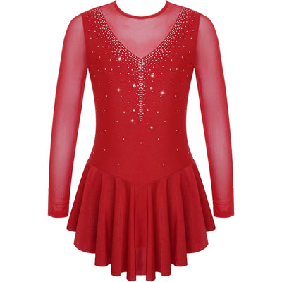 Elegant Rhinestone-Embellished  Rhythmic Gymnastics Dress