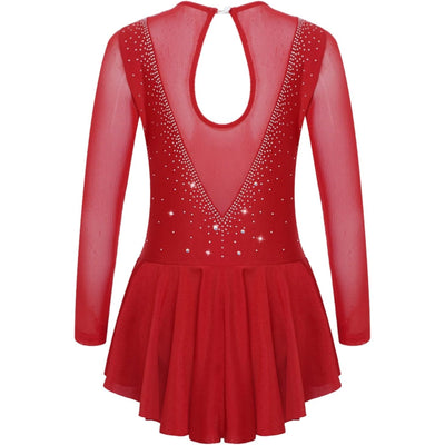 Elegant Rhinestone-Embellished  Rhythmic Gymnastics Dress