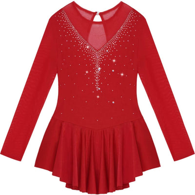 Elegant Rhinestone-Embellished  Rhythmic Gymnastics Dress