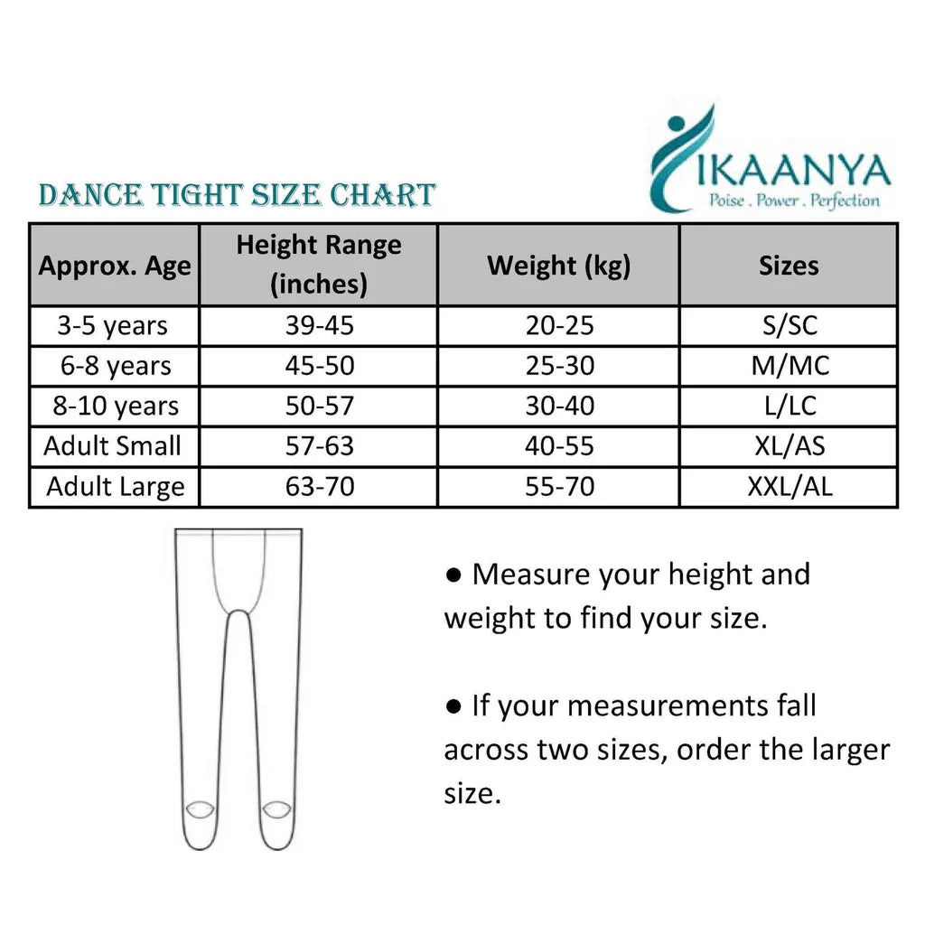 Size chart for Convertible Tights - Skin