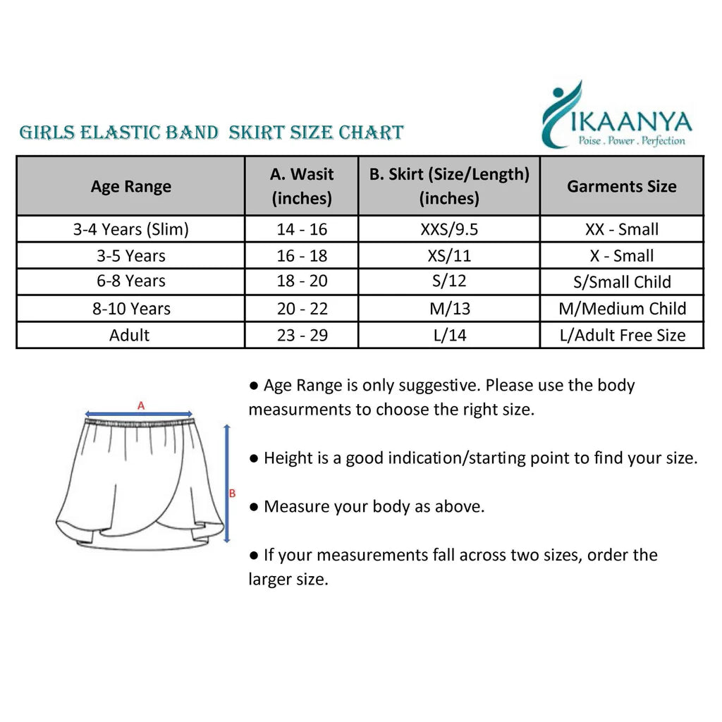 Size chart for Elastic Waist Band Skirt - Black