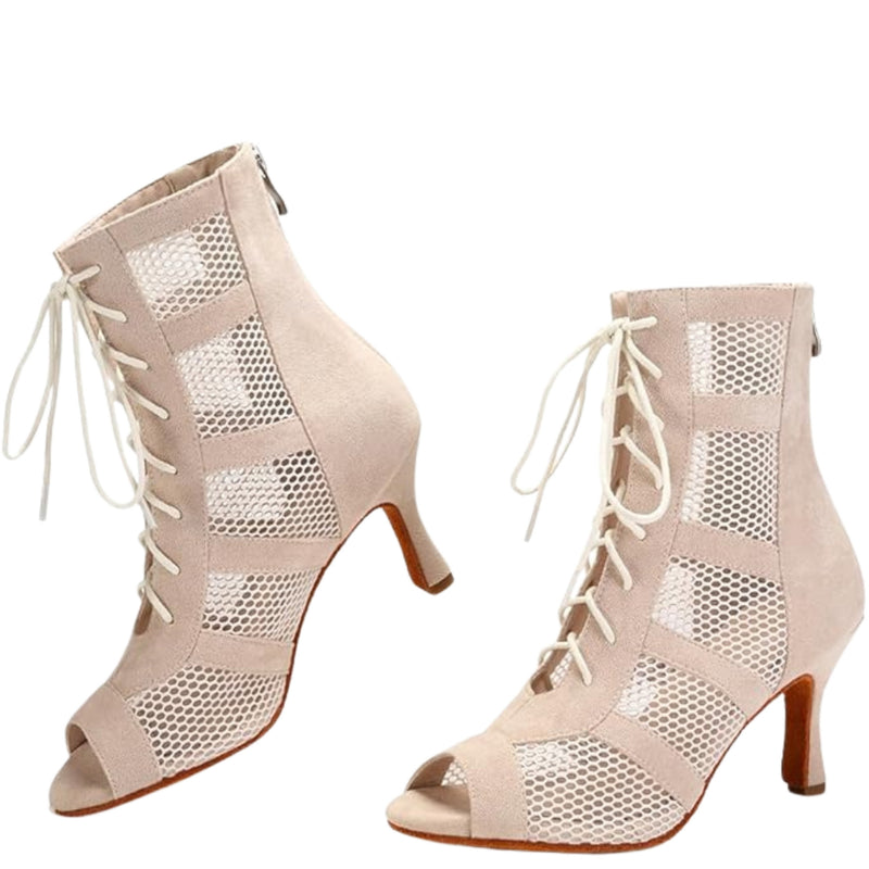 Women Latin Lace-up Boots Dance Heels