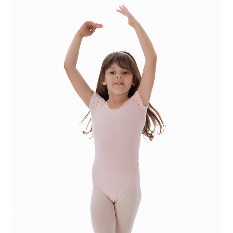 Short Sleeves Ballet Pink Leotard