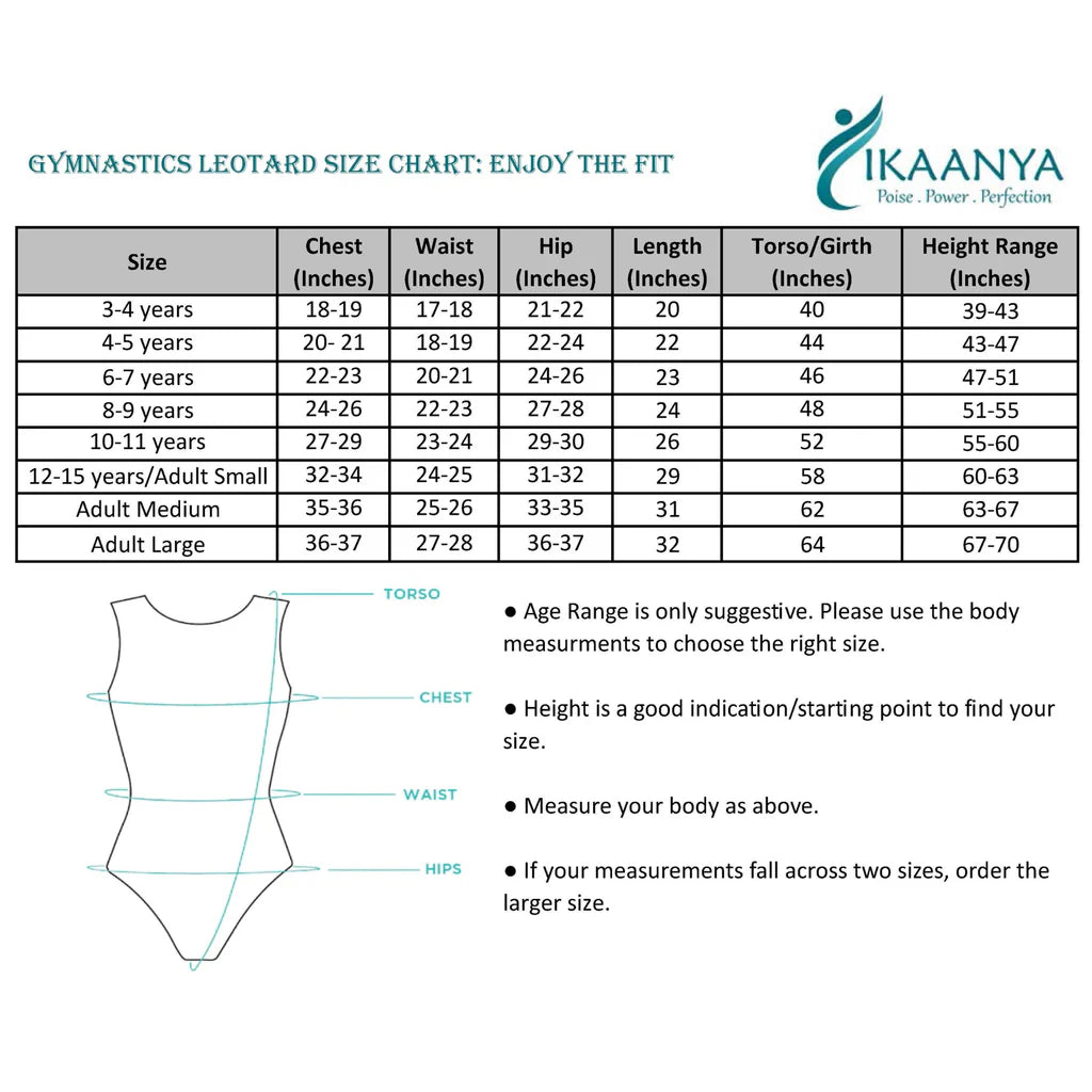 Size chart for IVY | Colorblock Leotard