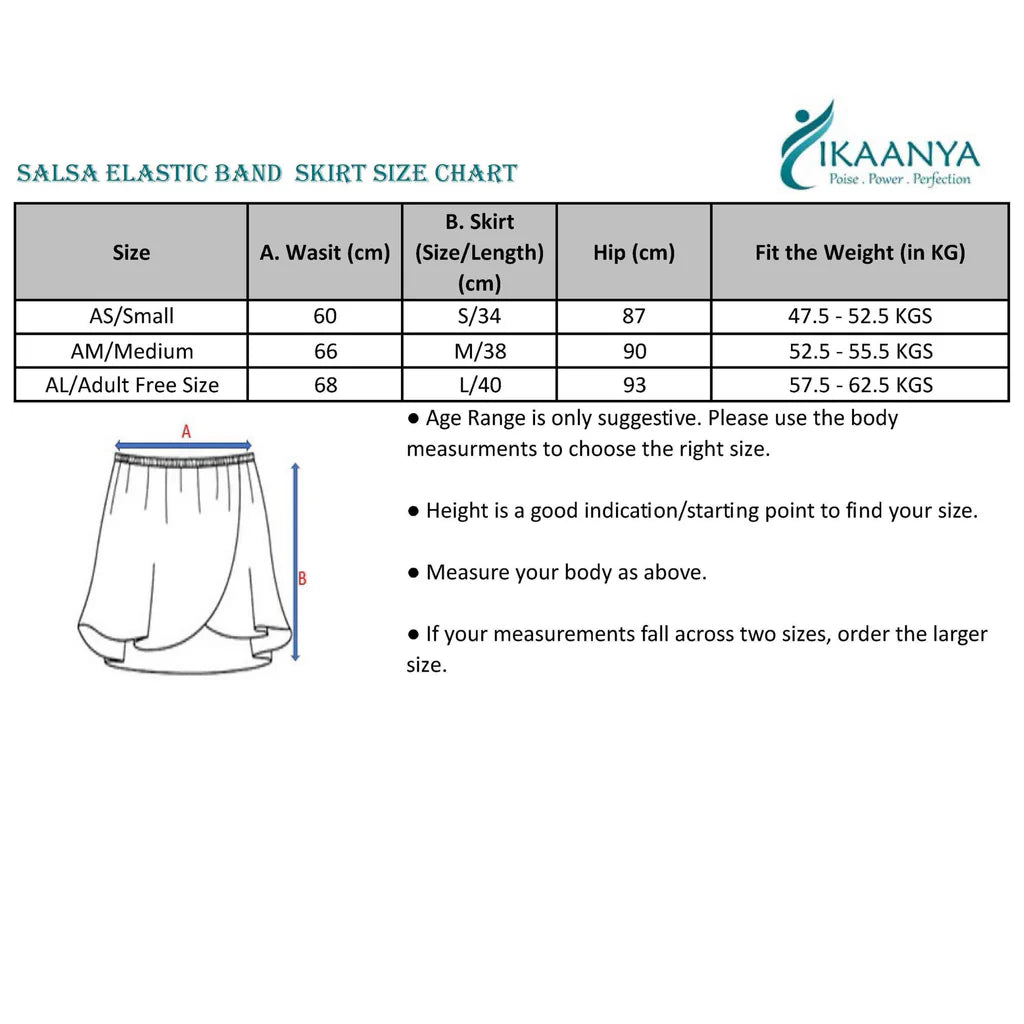 Size chart for Latin Dance Skirt - Red