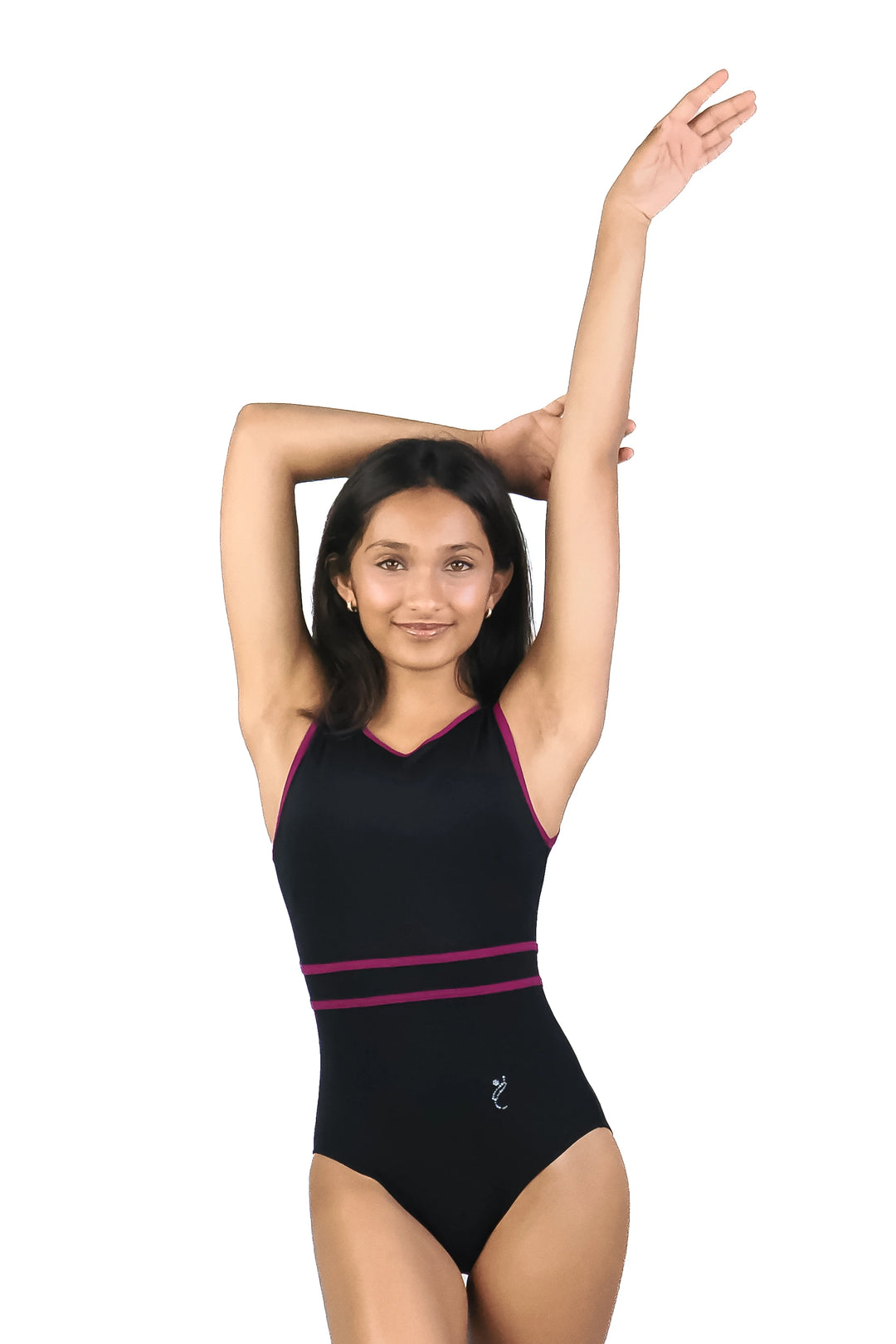 CONTRAST TRIM LEOTARD | Black