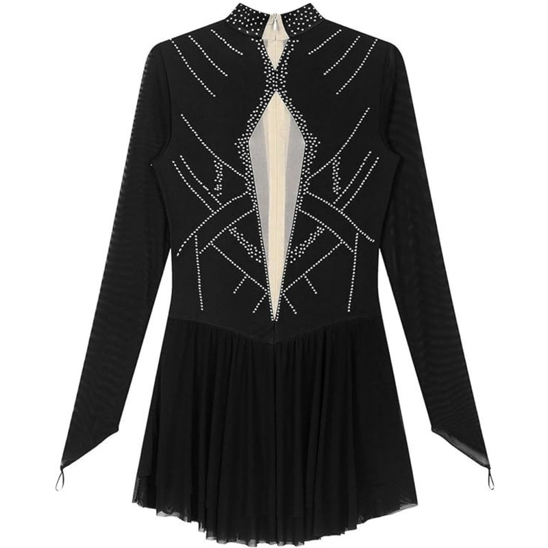 Performance Rhythmic dance Dress with Sheer Sleeves