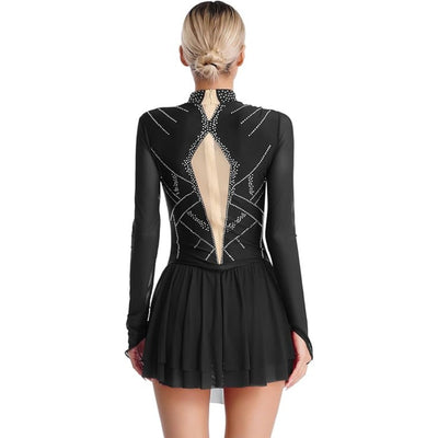 Performance Rhythmic dance Dress with Sheer Sleeves