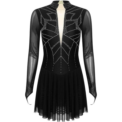 Performance Rhythmic dance Dress with Sheer Sleeves