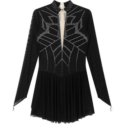 Performance Rhythmic dance Dress with Sheer Sleeves