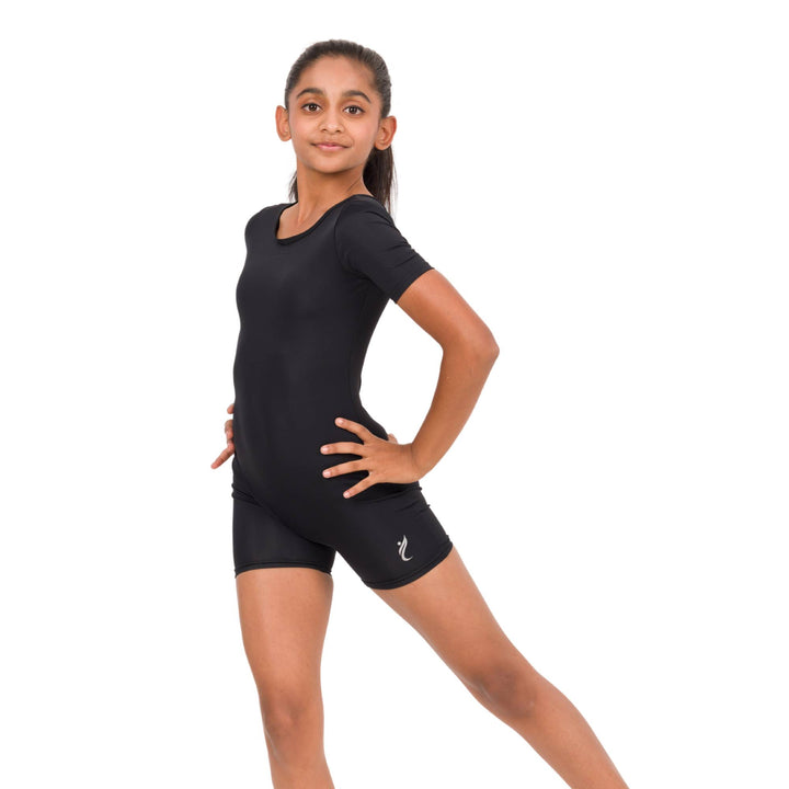 Black Short Sleeves Unitard