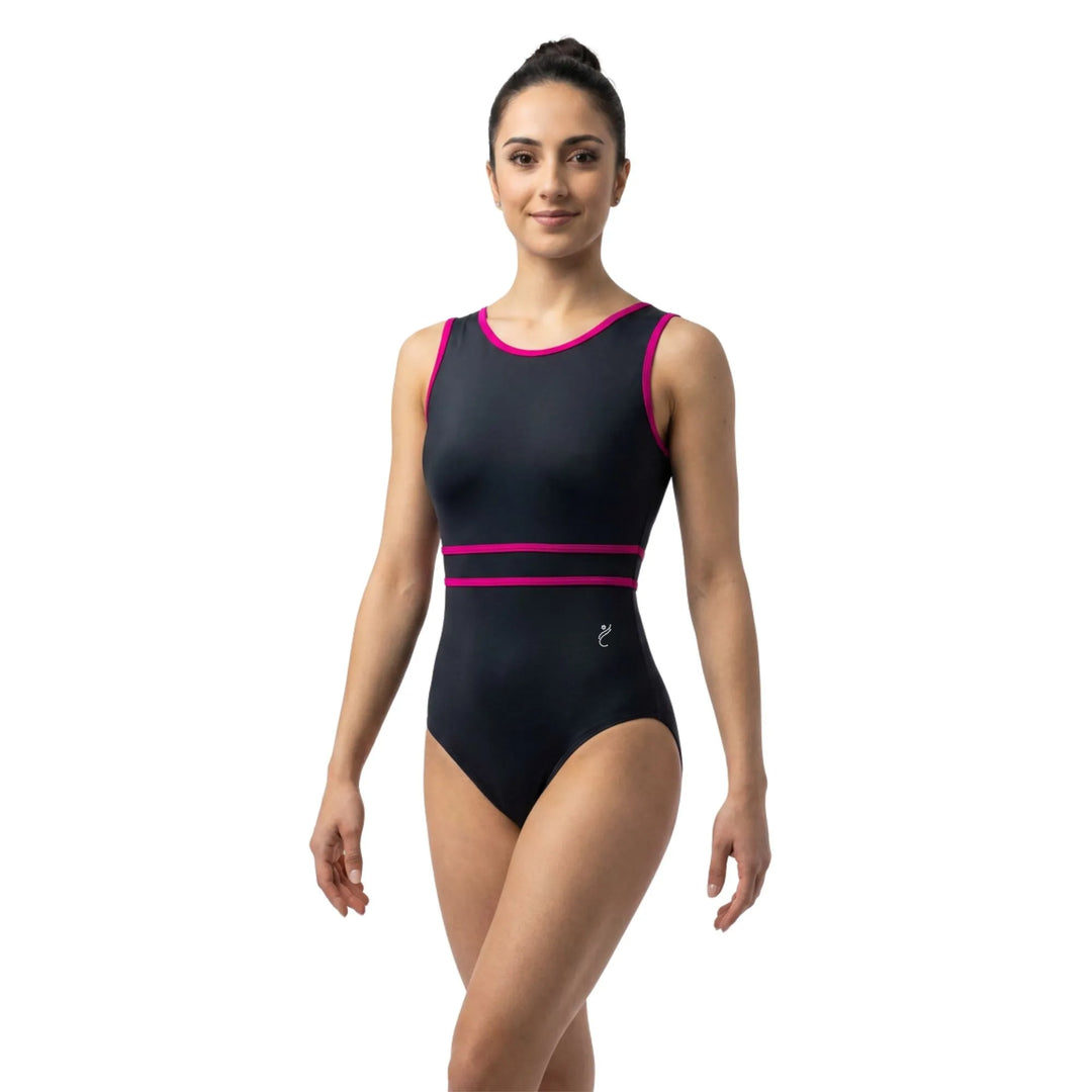 CONTRAST TRIM LEOTARD | Black