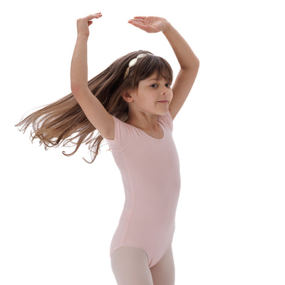 Short Sleeves Ballet Pink Leotard