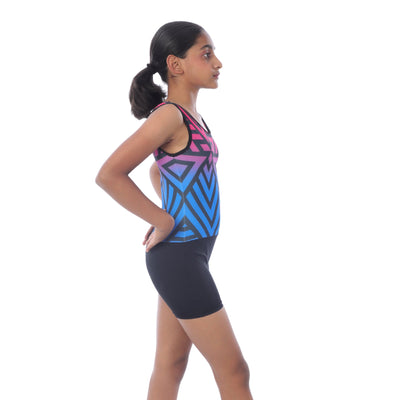 Geometric Print-ombre-Unitard/Biketard