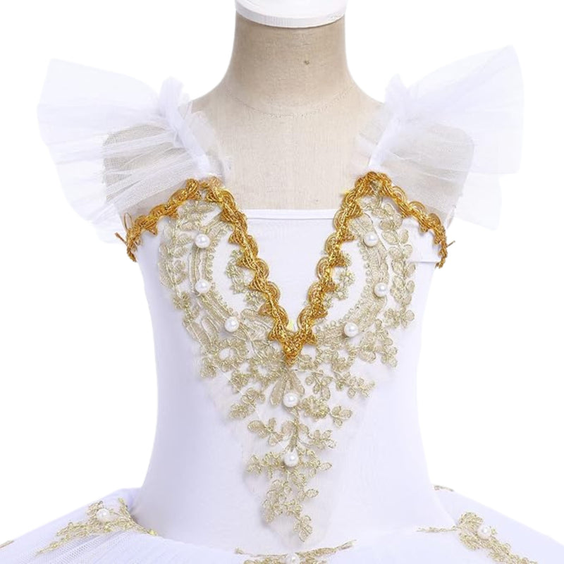 Golden Lace Pancake Tutu Dress