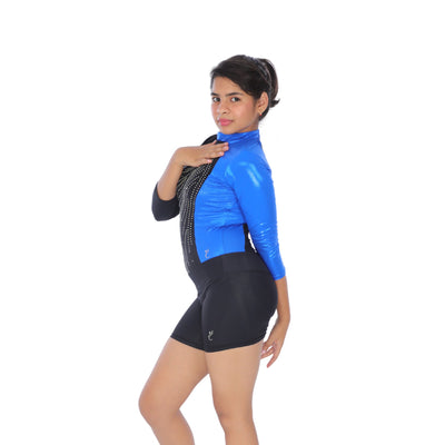 Long Sleeves Color Block Leotard with Shorts