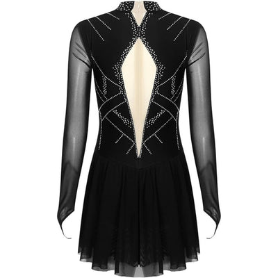 Performance Rhythmic dance Dress with Sheer Sleeves