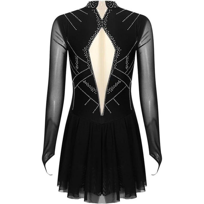 Performance Rhythmic dance Dress with Sheer Sleeves