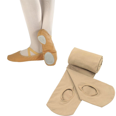 Combo - Unisex Split Sole Ballet Canvas Flats/Shoes + Ultra Soft Convertible Tights for Ballet