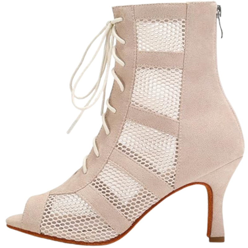 Women Latin Lace-up Boots Dance Heels