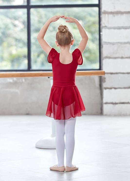 Flutter Sleeves Sheer Ballet Leotard dress