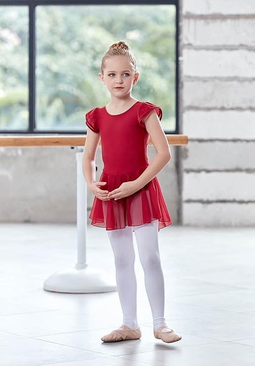 Flutter Sleeves Sheer Ballet Leotard dress