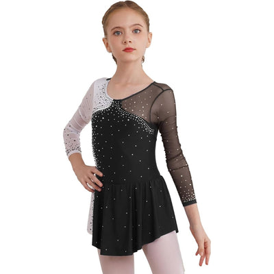 Two-Tone Rhinestone Rhythmic Gymnastics Dress