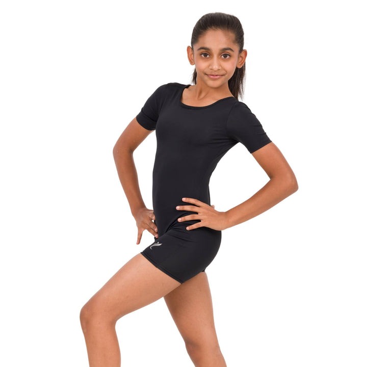Black Short Sleeves Unitard