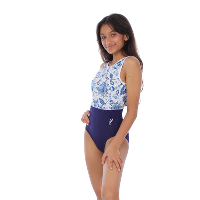 Navy Garden Elegance Leotard