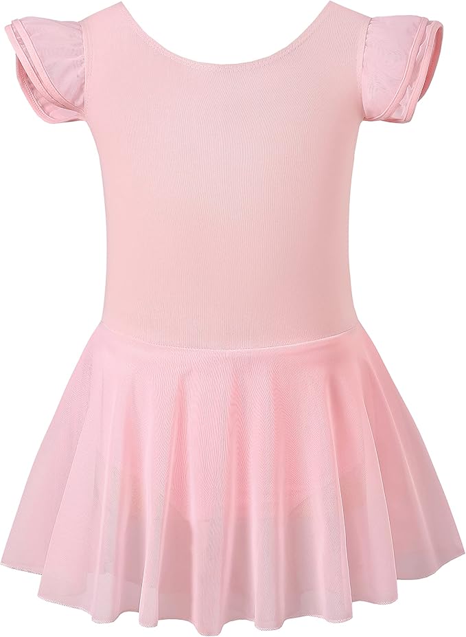 Flutter Sleeves Sheer Ballet Leotard dress