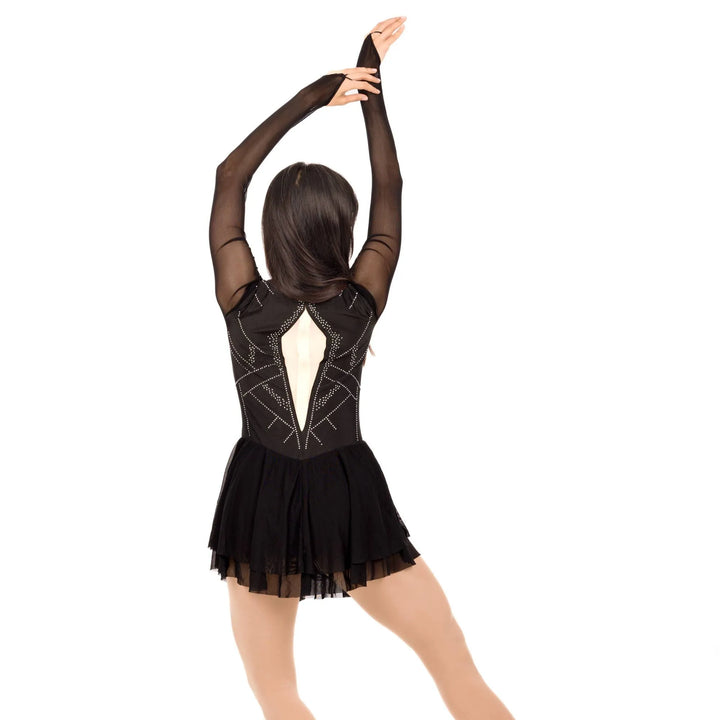 Performance Rhythmic dance Dress with Sheer Sleeves
