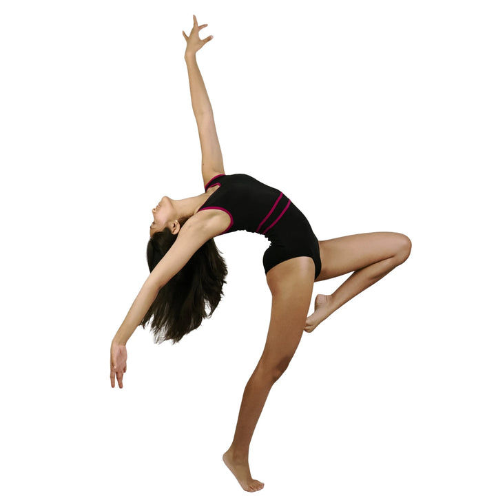 CONTRAST TRIM LEOTARD | Black