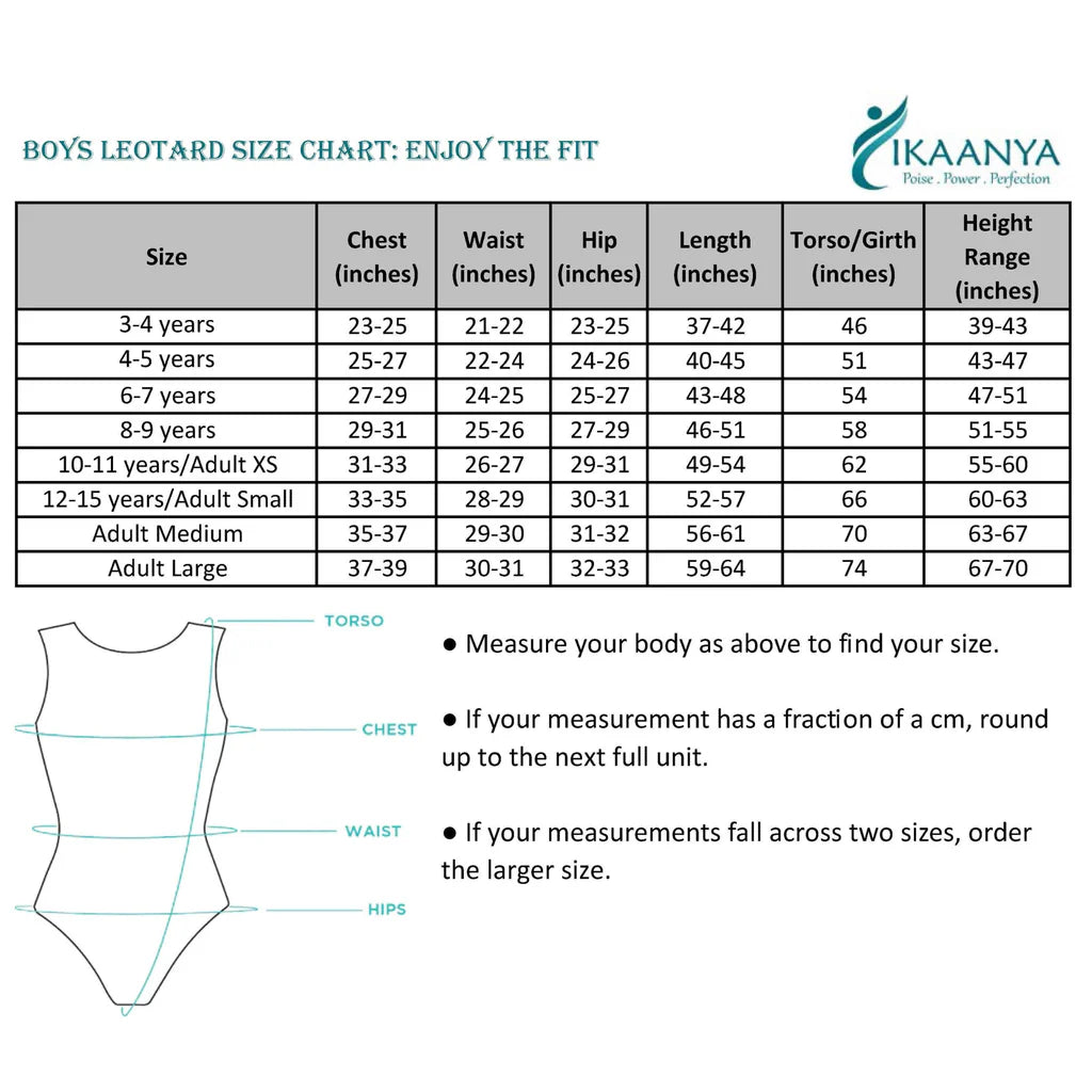 Size chart for FIRE | Colorblock Leotard