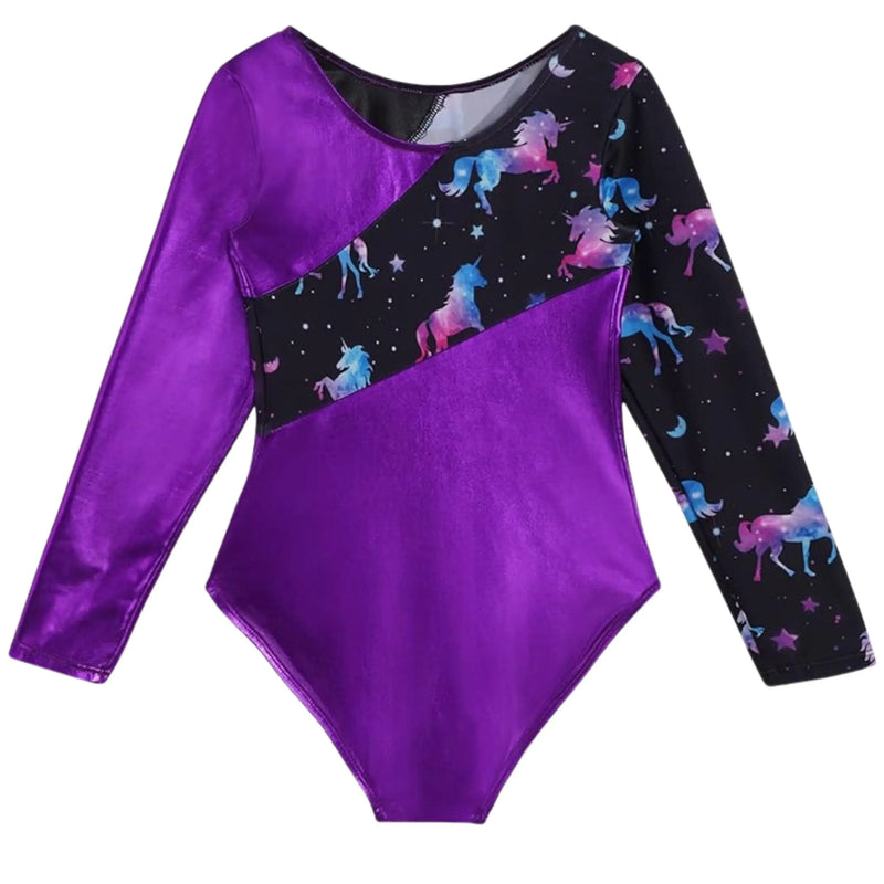 Leotards Animal Print Shiny Gymnastics long sleeves Leotard IKAANYA