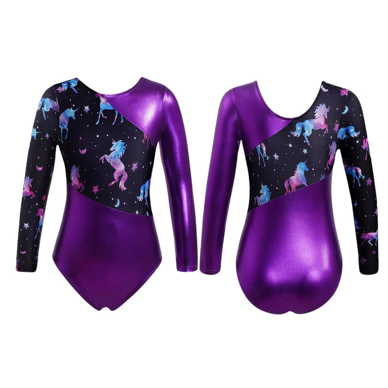 Leotards Animal Print Shiny Gymnastics long sleeves Leotard IKAANYA