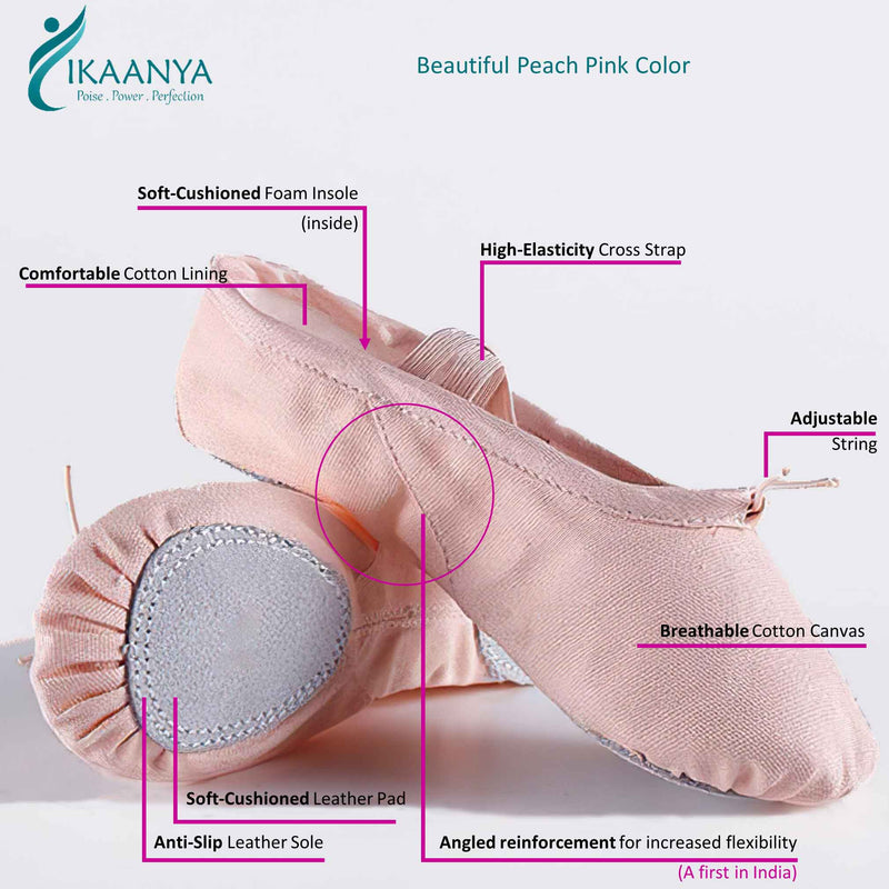 Ballet Pink Canvas Split Sole Ballet Flats with String