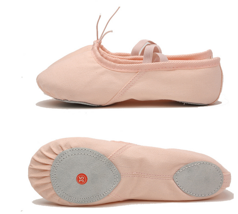 Ballet Pink Canvas Split Sole Ballet Flats with String