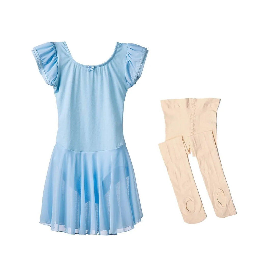 Combo - Fluff Leotard Dress and Convertible Tights - Light Blue