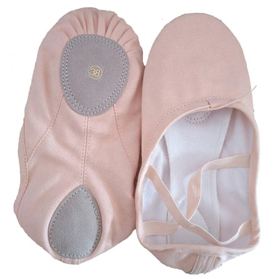 IKAANYA   Ballet Pink Canvas Split Sole Ballet Flats with String