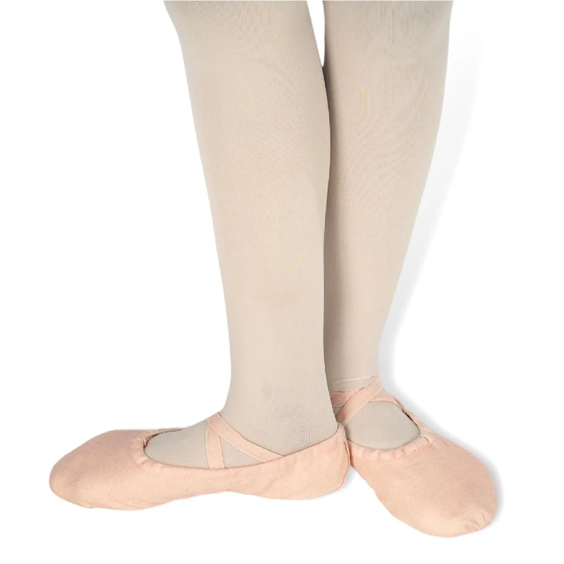 IKAANYA   Ballet Pink Canvas Split Sole Ballet Flats with String