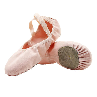 IKAANYA   Ballet Pink Stretch Canvas Split Sole Ballet Flats