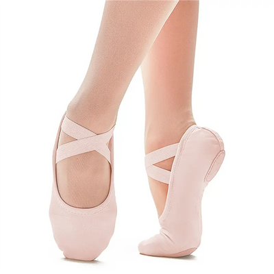 IKAANYA   Ballet Pink Stretch Canvas Split Sole Ballet Flats