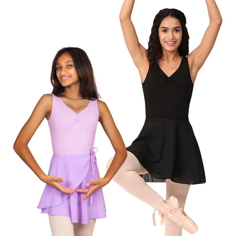 IKAANYA  Combo 3 Piece Set: Tank Leotard with wrap around Skirt and Tights