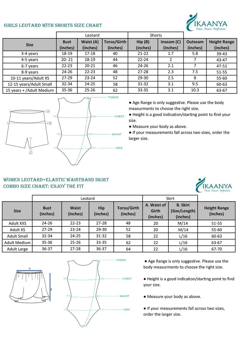 IKAANYA  Combo Boat Neck Leotard with Elastic Skirt