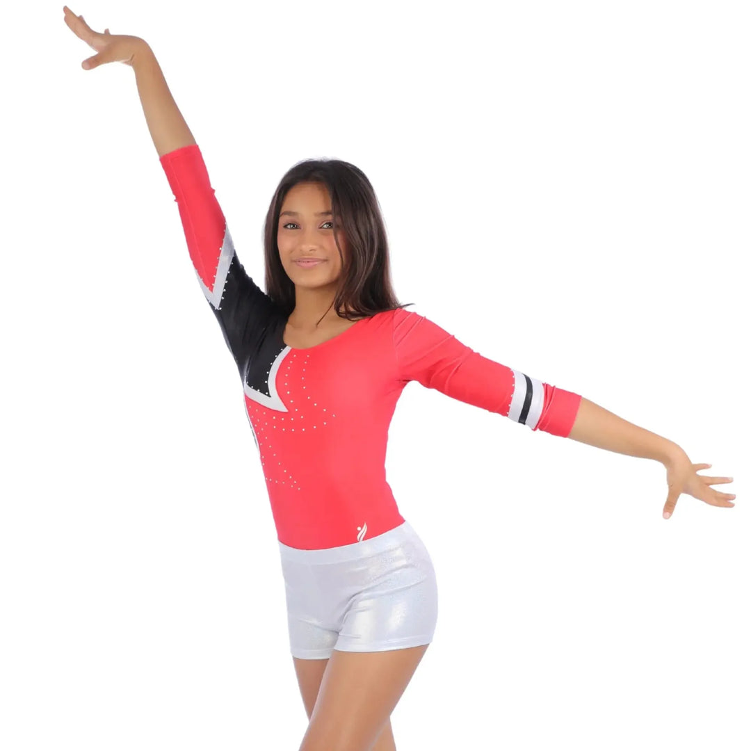 Combo - Fire Leotard and Shiny Shorts - Silver